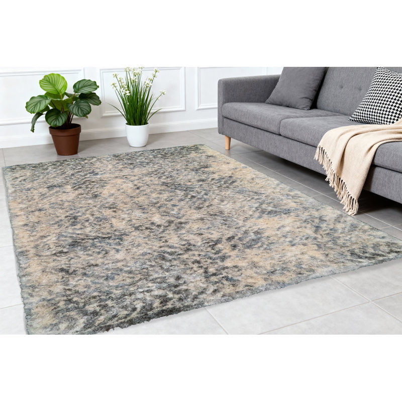 Tapis crème / gris Loretta Camouflage, Rectangle 6 pi 7 po x 9 pi 6 po