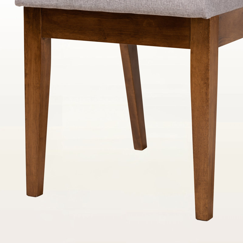 6 - Person Four Leg Dining Set, Walnut Brown, Gray/Walnut Brown