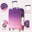Ensembles de bagages 5 pièces, 20 pouces avec port USB, valise durable en ABS avec sac de voyage, bagage rigide en ABS + PC avec roues pivotantes, mauve et rose