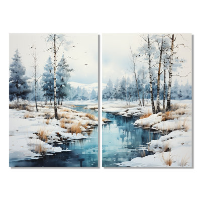 Paysage d'hiver minimaliste - art mural traditionnel