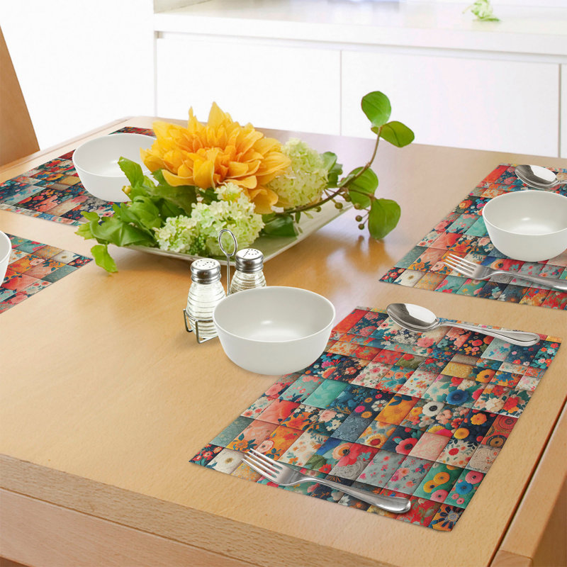 Polyester Vermilion Multicolor Placemat