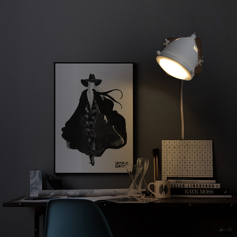 Industrial  Vintage Decorative Wall Mounted Lamp Plug In Cord With Switch And Gu10 Bulb-antique Retro Farmhouse Glass Shade Wood Metal Desk Sconce Light For Living Room, Kids Room, Bedroom,porch