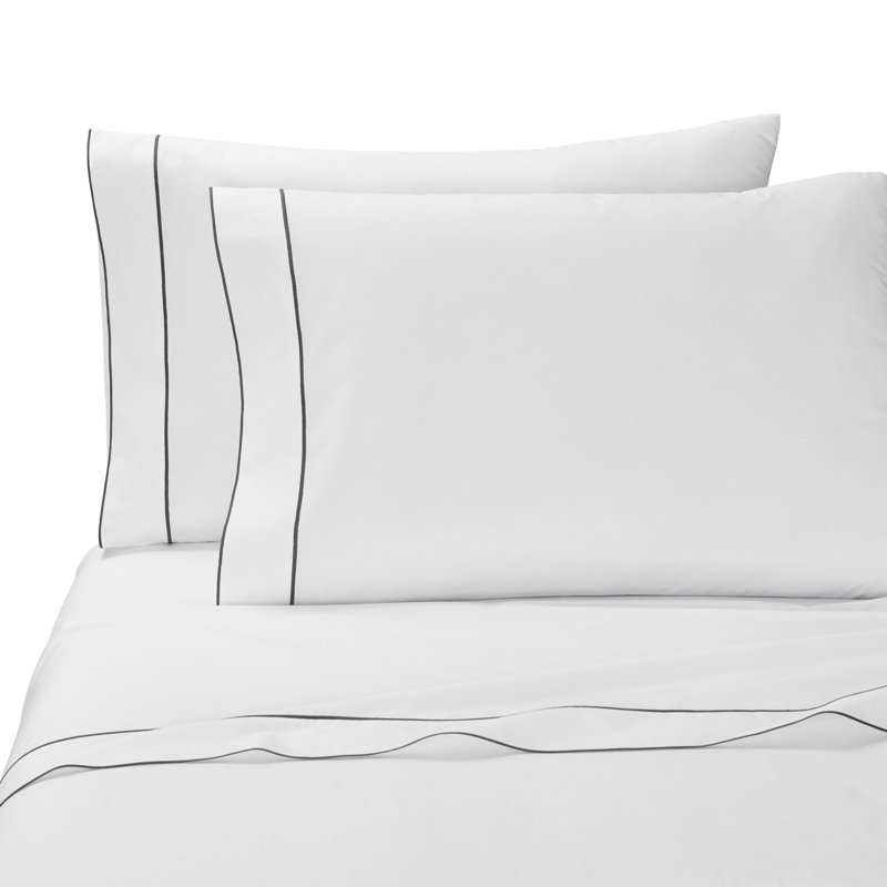 Salerno Twin Flat Sheet, White/Gray