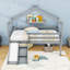 Twin Wooden Low Loft Bed With Slide And Ladder-262562765