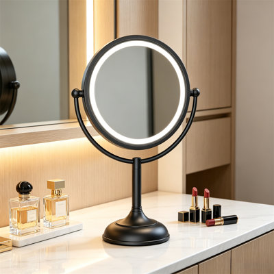 Makeup Mirror, Seamlessly Magnifying 1X/10X-3 Color Modes, 360 ° Rotating Sturdy Base,
