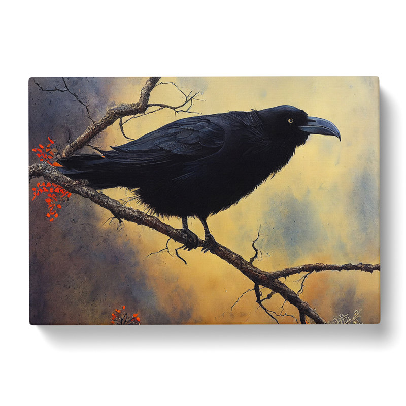 Splendorous Raven Bird - Wrapped Canvas, 35cm H x 50cm W x 3cm D