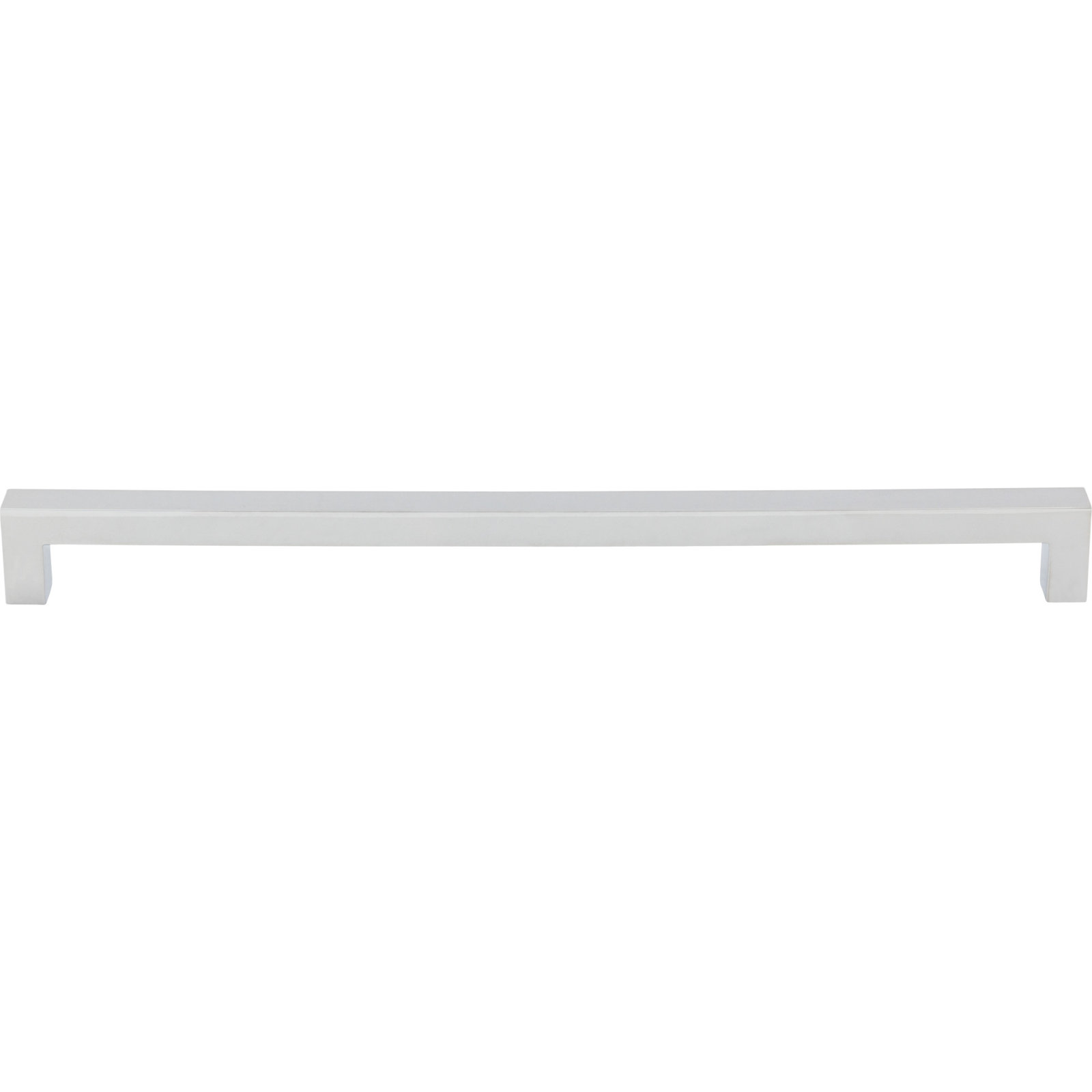 Square Bar Cabinet Pull, 12" Center to Center, Polished Chrome