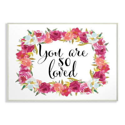 «You are so Loved Floral Wreath», reproduction d'art textuel sur toile
