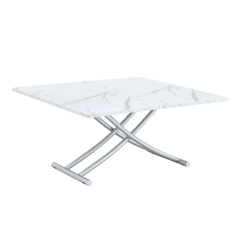 Modern Minimalist Multifunctional Lift Table, Silver, White