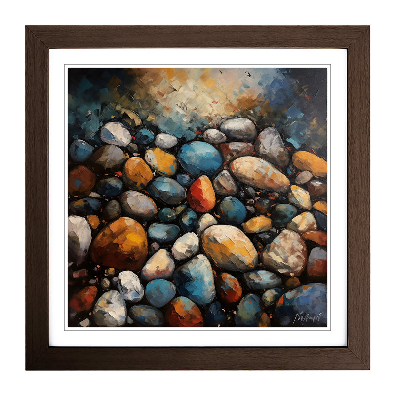 Pebbles Abstract Expressionism - Framed Print, Walnut