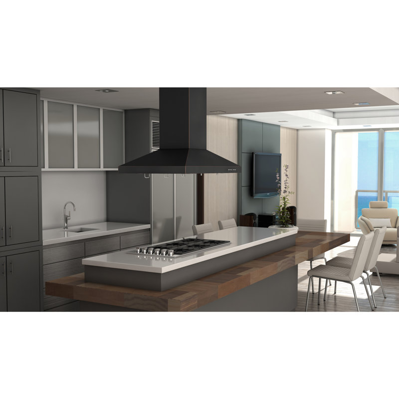 36" DuraSnow® 400 CFM Convertible Island Range Hood, Oil-Rubbed Bronze