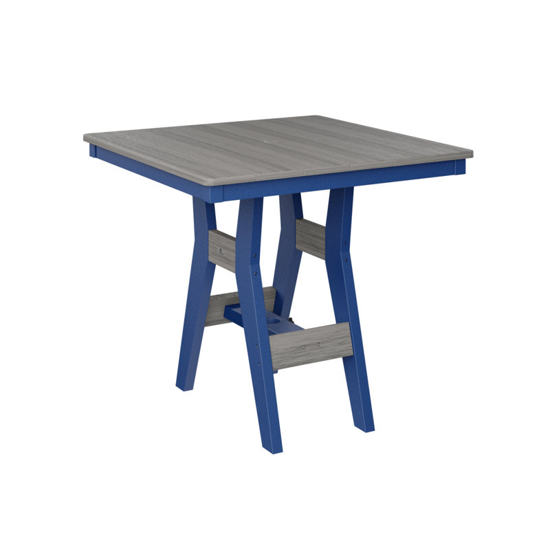 Harbor Outdoor Square Dining Table, Driftwood Gray, 30.37" H x 33" W x 33" D, Pacific Blue