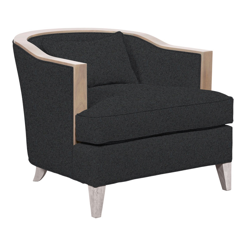 Thom Filicia Home Upholstered Barrel Chair, Dove Gray, Ian Lagoon Polyester
