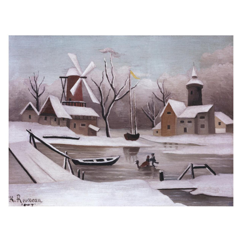 «Ice Skaters on a Frozen Pond» par Henri Rousseau - Estampe numérique, H 22 po x l 28 po