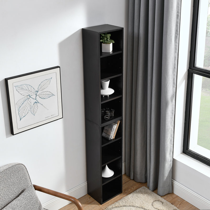 Tour multimédia à 8 niveaux, meuble de rangement mince pour CD, bibliothèque double multifonctionnelle pour bureau à domicile, combinaison élégante de placards hauts et bas, structure stable, montage facile, 3A