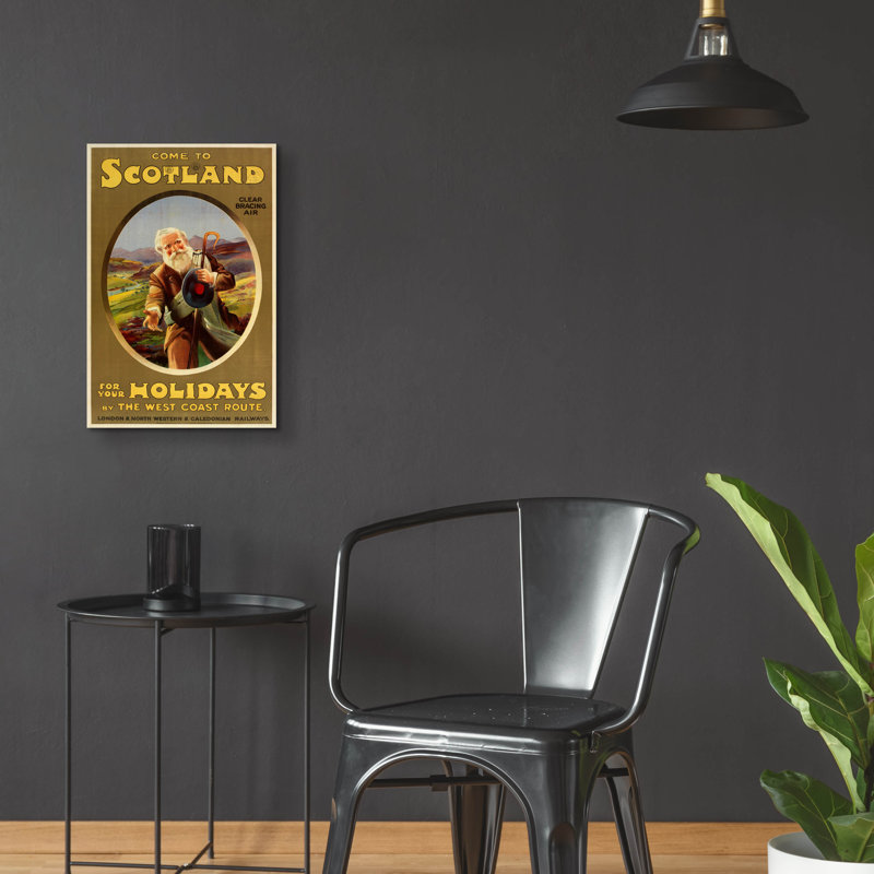 Art mural en verre, "Come to Ecosse" par Vintage Posters, 12 po x 16 po, H 24 po x l 16 po x P 0,2 po