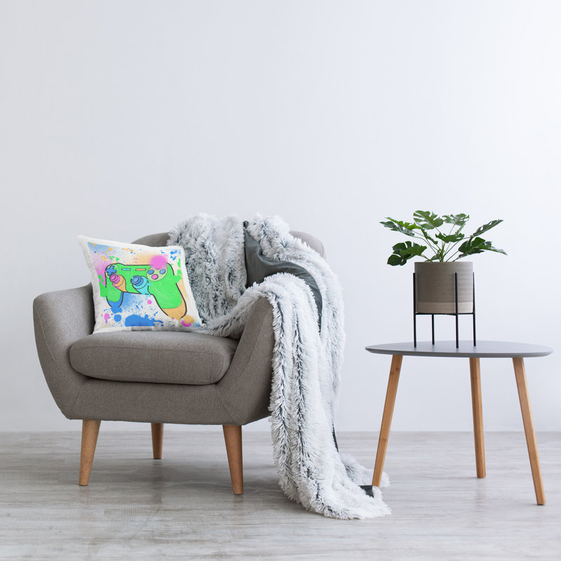 Splattered Game Controller Decorative Printed Throw Pillow Design by Marcus Prime