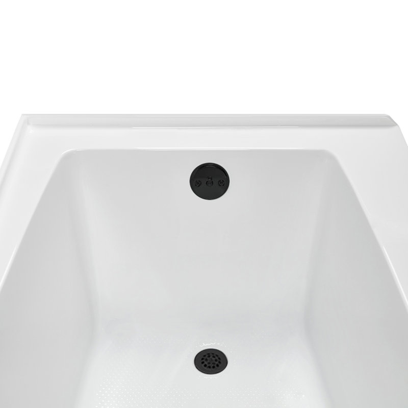 Streamline 60 in. x 30 in. Acrylic Right-Hand Drain Alcove Bathtub in Glossy White With External Drain, Matte Black