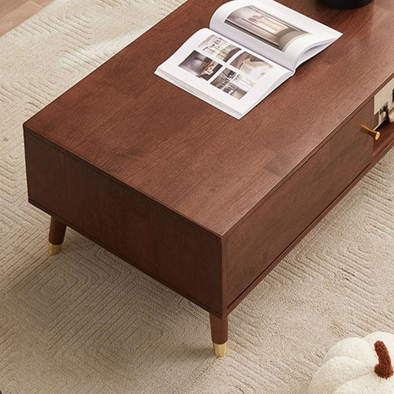 Table basse simple et moderne rétro, 17.32" H x 39.37" L x 19.68" W, Brun noyer