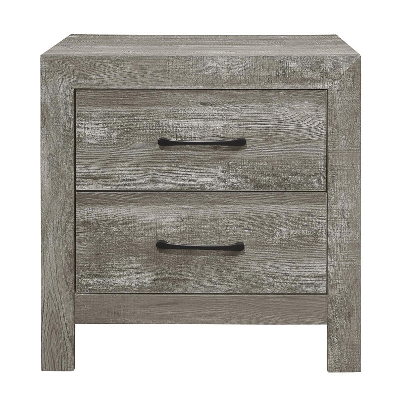 Table de chevet de style rustique avec finition grise 1 pièce et 2 tiroirs