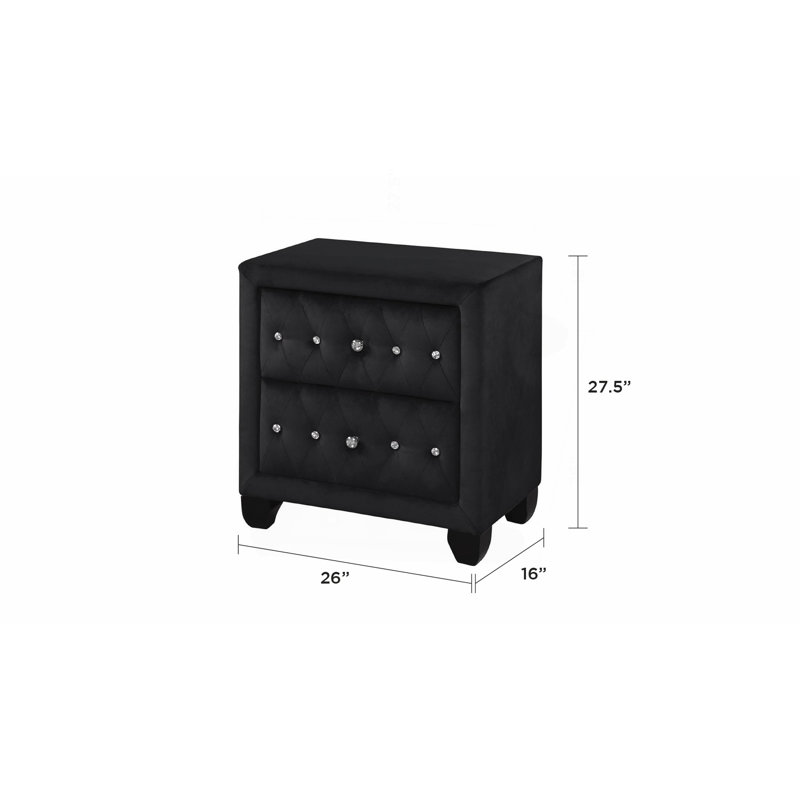 Ensemble de chambre avec très grand lit capitonné et rembourré 5 pièces Encore, Noir, noir, noir, noir, Très grand lit