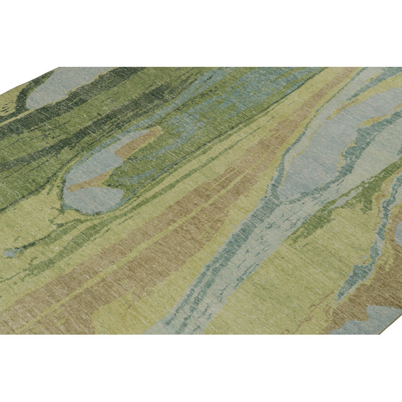 Distressed Homage Hand Knotted Wool Abstract Area Rug, Rectangle 9' x 12'