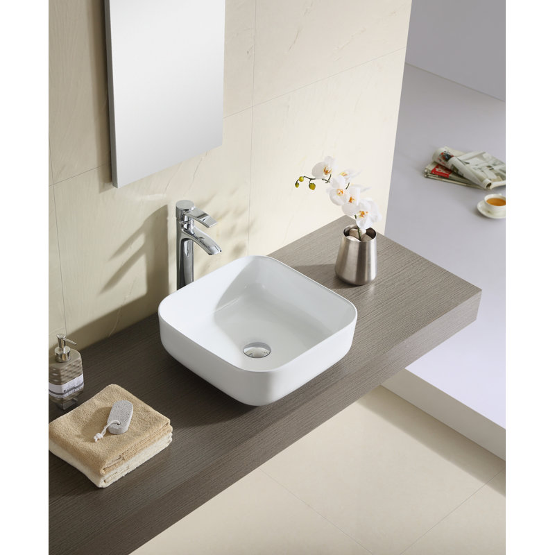 Lavabo de salle de bain carré en porcelaine vitreuse