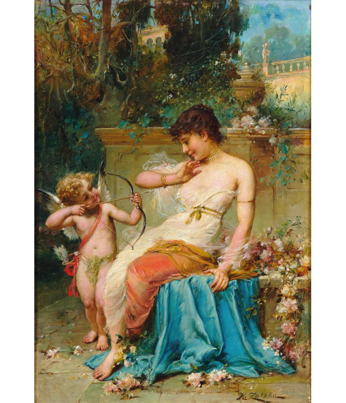 «Cupid» par Hans Zatzka - Art mural sur toile tendue avec châssis, H 40 po x l 28 po