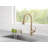Boyd Brushed Gold Kitchen Faucet with Pull Down Sprayer and Soap Dispenser, Modern Single Hole Kitchen Sink Faucet, Single Handle, Champagne Bronze-94791899