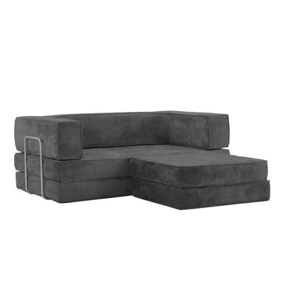 Velvet Compressed Daybed lounge Sofa with Ottoman