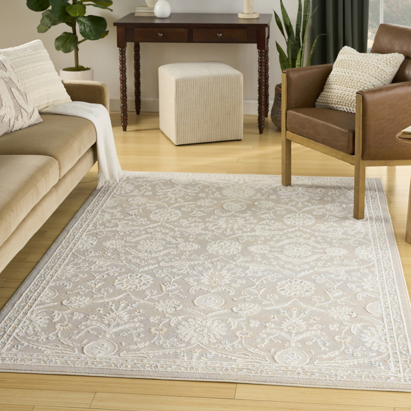 Tapis d'intérieur vintage gris clair Isla 2,39 m x 3 m, Gris clair, Rectangle 7 pi 10 po x 9 pi 10 po
