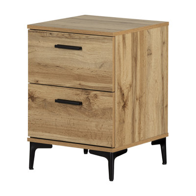 Slendel  2-Drawer Side Table With Metal Legs