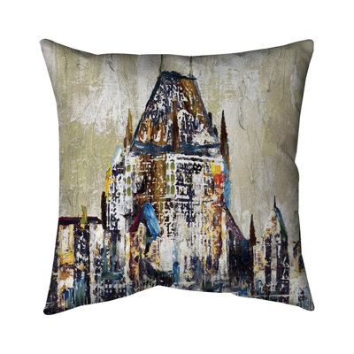 Abstract château frontenac - 20"x20" Outdoors Throw pillow - Spun poly - Print on demand