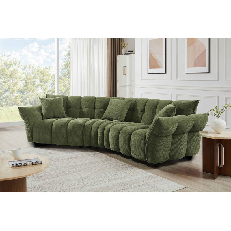  Canapé à forme courbée 4S MINIMORE de style moderne l 136 po, Vert