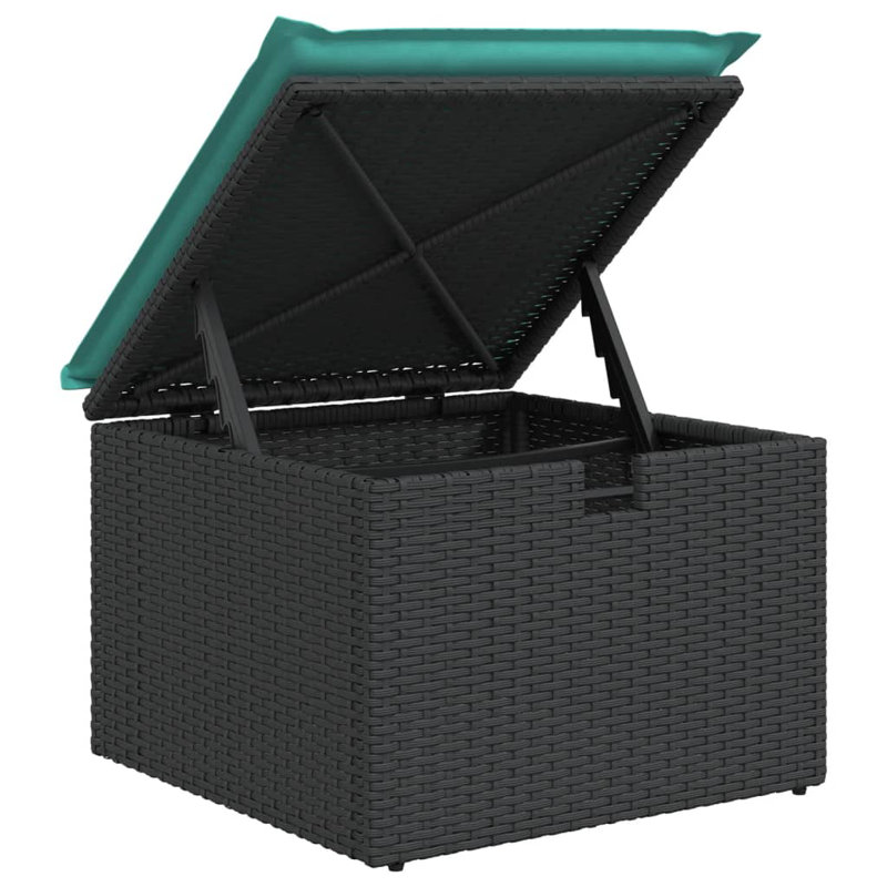  Ensemble de canapé de patio 8 pièces avec coussins en rotin de polyester, Noir, Vert