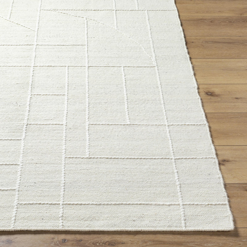 Rectangle Geometric Hand Tufted Wool Area Rug in Gray, Rectangle 2' x 3'