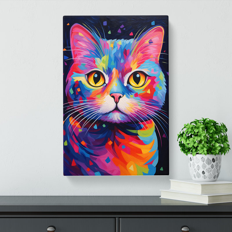 Cat Abstract - Print on Canvas, 76cm H x 50cm W x 3cm D