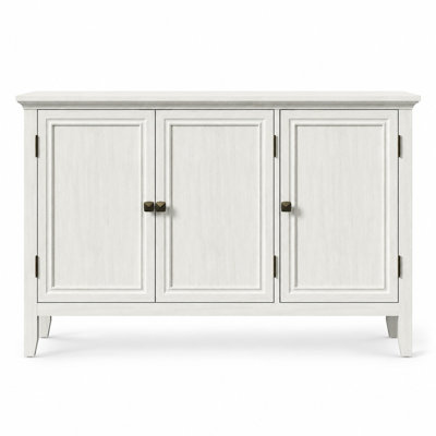 47.24-Inch White 3-Door Buffet Cabinet with Three-Position Adjustable Shelves, Magnetic Closures, Anti-Tip Hardware and Antique Bronze Handles