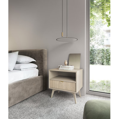 Alcesta  53.9cm W Manufactured Wood Bedside Table