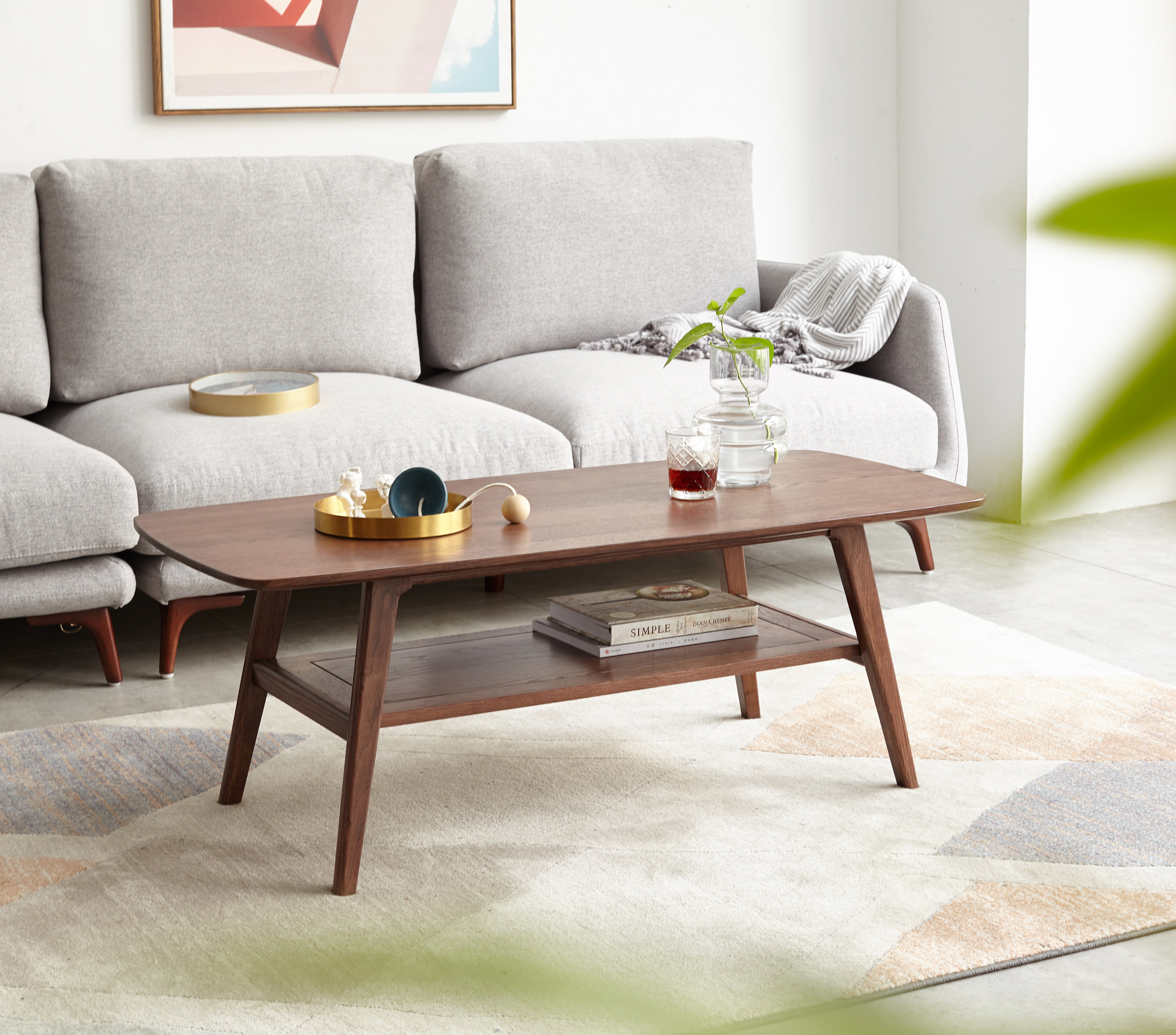 Oliver Dulcio Coffee Table,Natural wood living room Table with