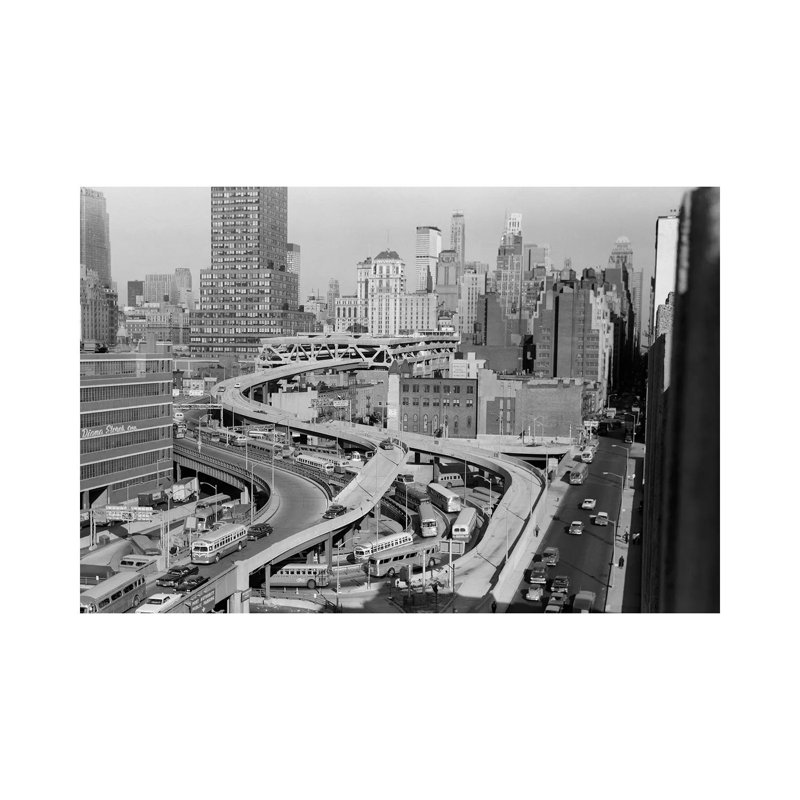 1960s Overhead Of Port Authority Traffic Ramps In New York City USA by Vintage Images - Wrapped Canvas Print