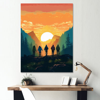Jaune sarcelle audacieux, randonnée audacieuse, coucher de soleil III sur toile