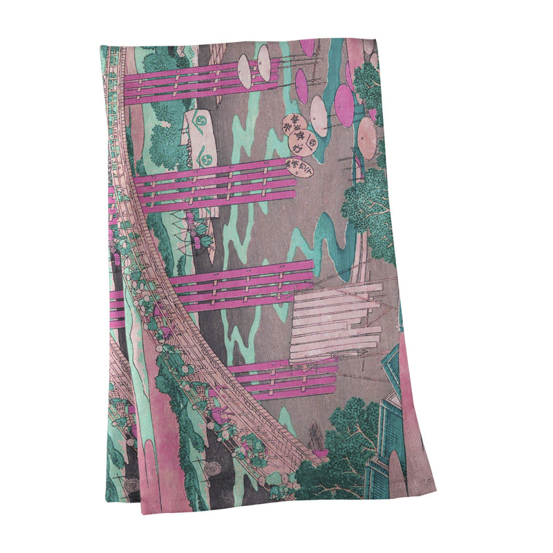 Tea Towel Kitchen Towel, Green/Pink, Poly Twill