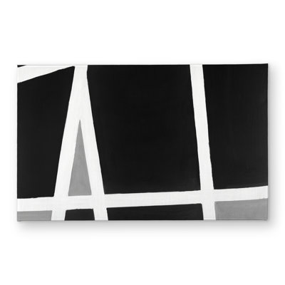 Black and White Abstract Shapes Door Mat | Industrial Decor