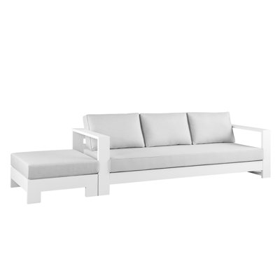 Hoyt 92.52” Outdoor Aluminum Sofa with 27.56" Versatile Ottoman