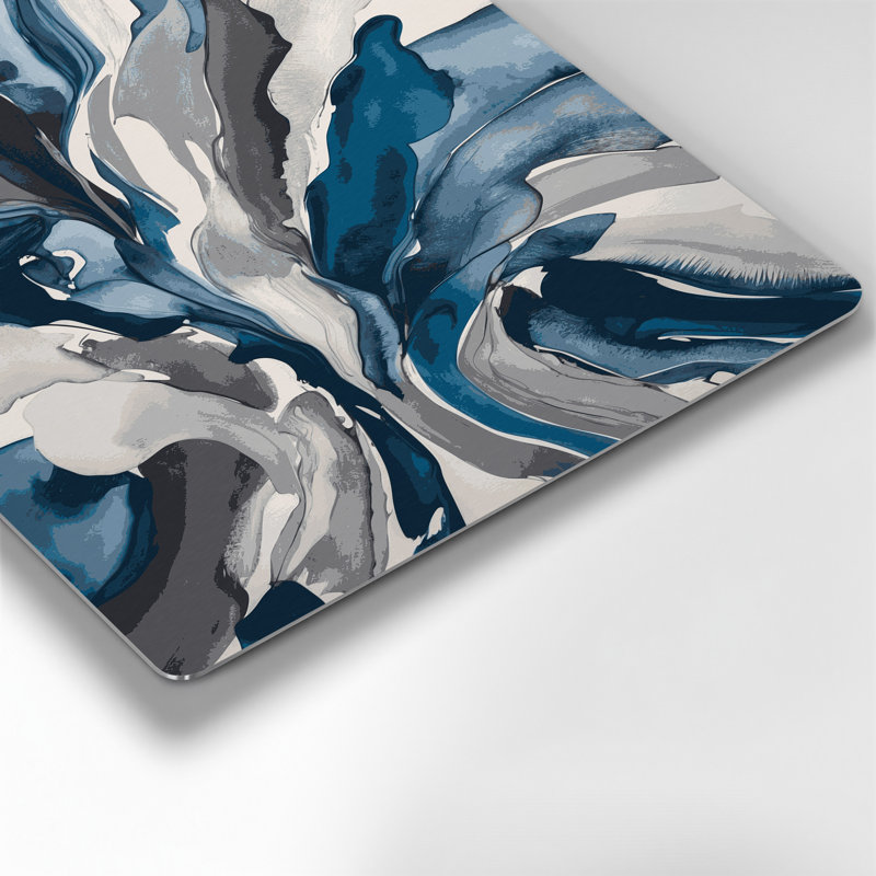 Abstrait aquarelle 86, art mural gris en métal, 11" H x 14" W