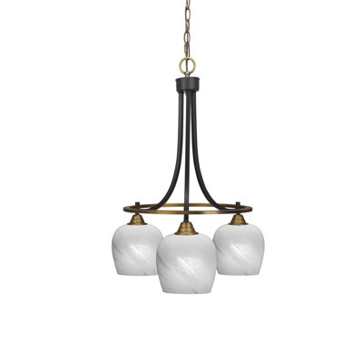 Lustre 3 lumières avec verre 6 "Paramount