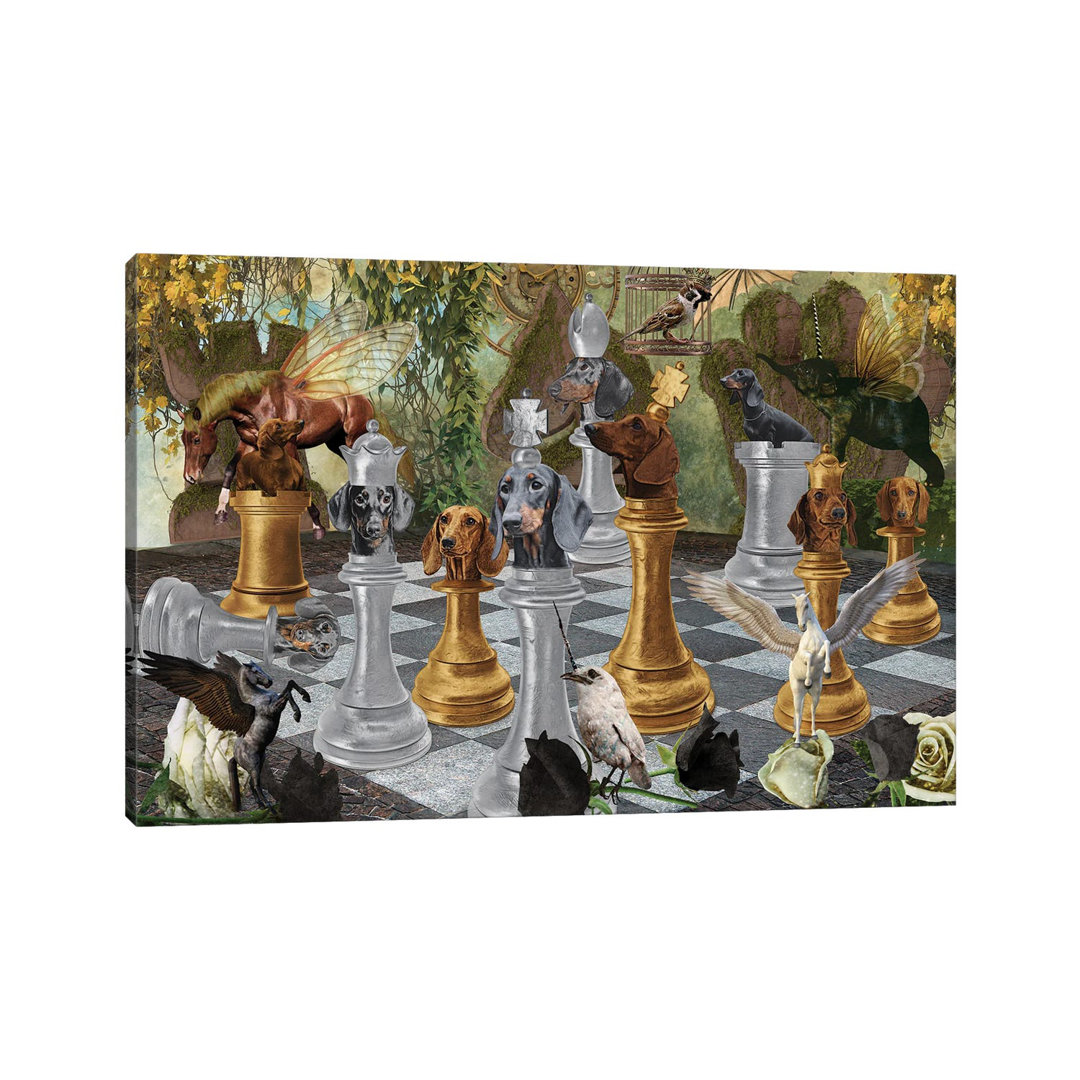 Dachshund Chess Checkmate by Nobility Dogs - Wrapped Canvas Art Prints