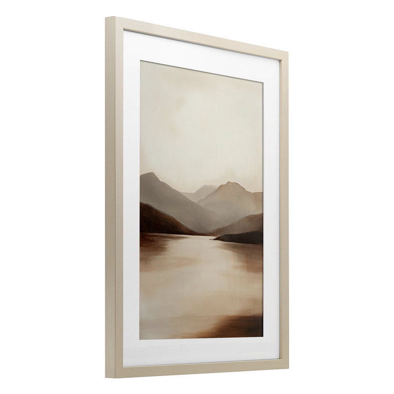 «Calming Mountains Brown Landscape», reproduction encadrée sous verre, par Petal Prints Design, H 20 po x l 14 po