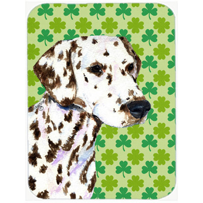 Caroline's Treasures Shamrock Lucky Irish Dalmatian St. Patrick's Day Portrait Glass Cutting Board